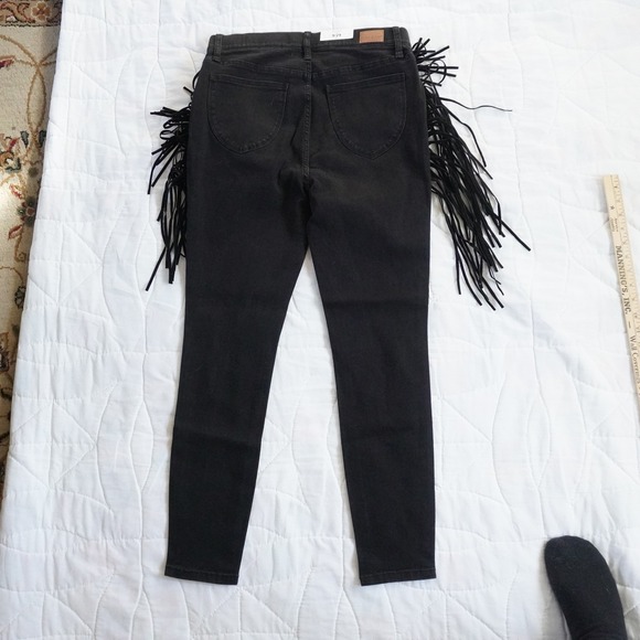 Judy Blue NWT Black Skinny Fit Jean 9/29 High Waist Fringe Western Cowboy Novlty - Picture 5 of 8